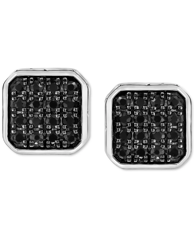 Effy Men's Black Sapphire Stud Earrings (5/8 ct. t.w.) in Sterling Silver