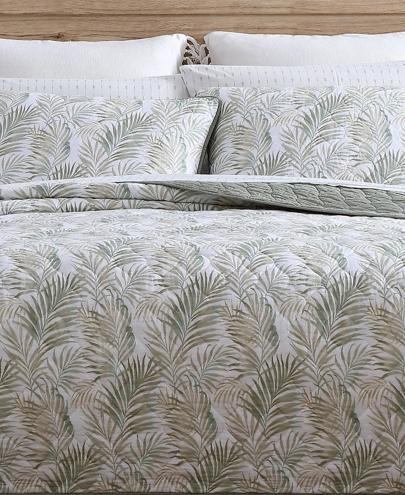 Closeout! Tommy Bahama Home Maui Palm Cotton Reversible 3 Piece Quilt Set