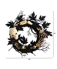 24" Halloween Skull and Bones Wreath