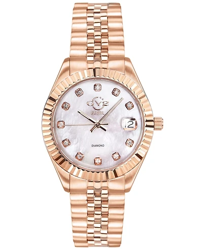 GV2 Women's Naples Rose-Tone Ion Plating Swiss Quartz Bracelet Watch 34 mm