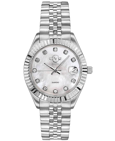 GV2 Women's Naples Silver-Tone Stainless Steel Swiss Quartz Bracelet Watch 34 mm