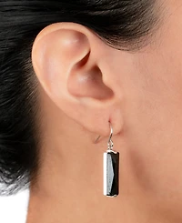 Color Crystal Rectangle Drop Earrings Sterling Silver