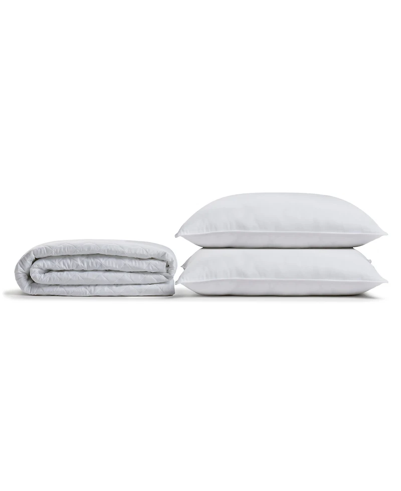Ella Jayne Overstuffed Plush Allergy Resistant Gel Filled Side/Back Sleeper Pillow & Mattress Protector Set
