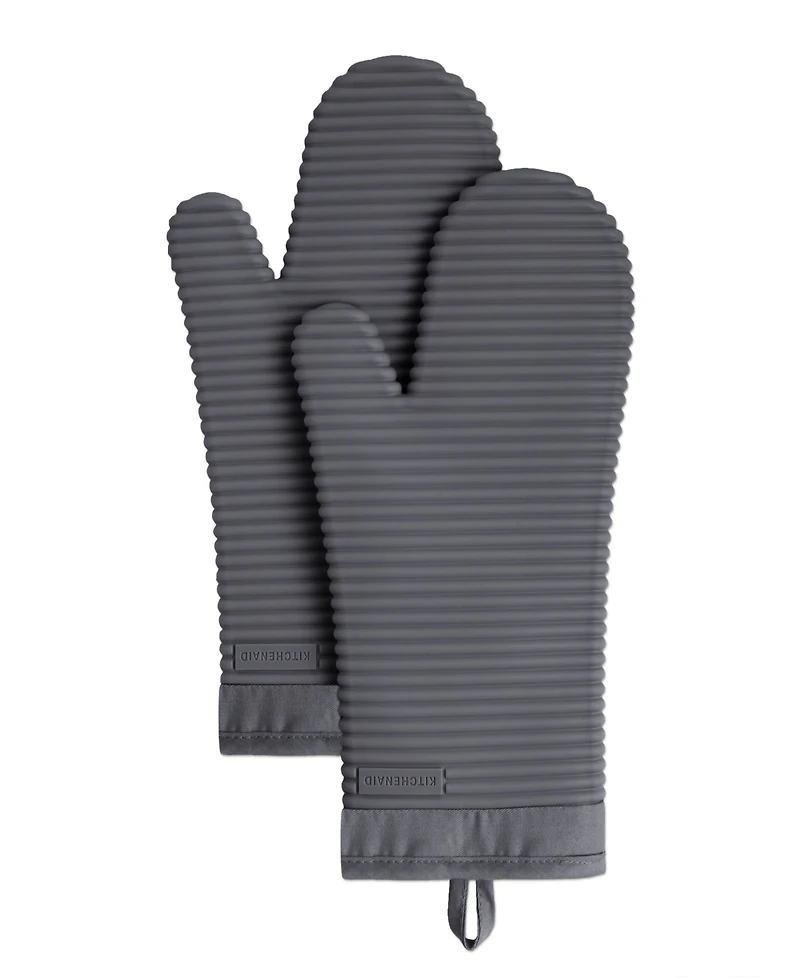 KitchenAid Ribbed Soft Silicone Oven Mitt Set, 2 Piece