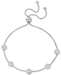 Lab-Created Moissanite Bezel Station Bolo Bracelet (1-1/4 ct. t.w.) in Sterling Silver