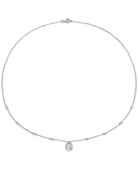 Lab-Grown Moissanite Teardrop Halo 18" Pendant Necklace (1-1/2 ct. t.w.) in Sterling Silver