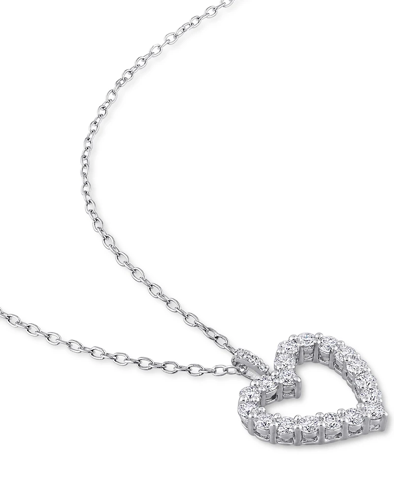 Lab-Grown Moissanite Heart 18" Pendant Necklace (5/8 ct. t.w.) in Sterling Silver