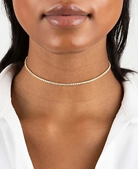 Thin Tennis Choker in 14k Gold Plated Over Sterling Silver