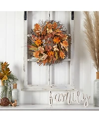 22" Autumn Dahlia and Berries Artificial Fall Wreath