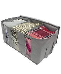 Sorbus Foldable Storage Bag Organizers, 3 Sections, Great for Clothes, Blankets, Closets, Bedrooms, and More, 2-Pack (Gray