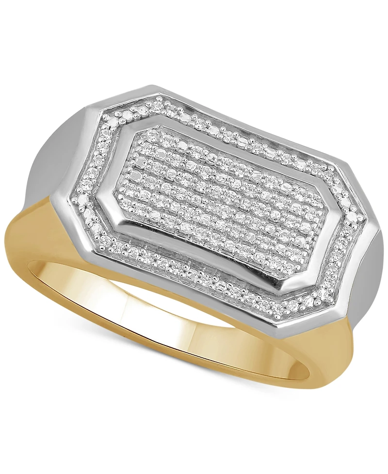Men's Diamond Pave Cluster Ring (1/5 ct. t.w.) in Sterling Silver & 18k Gold-Plate