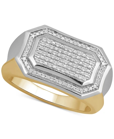 Men's Diamond Pave Cluster Ring (1/5 ct. t.w.) in Sterling Silver & 18k Gold-Plate