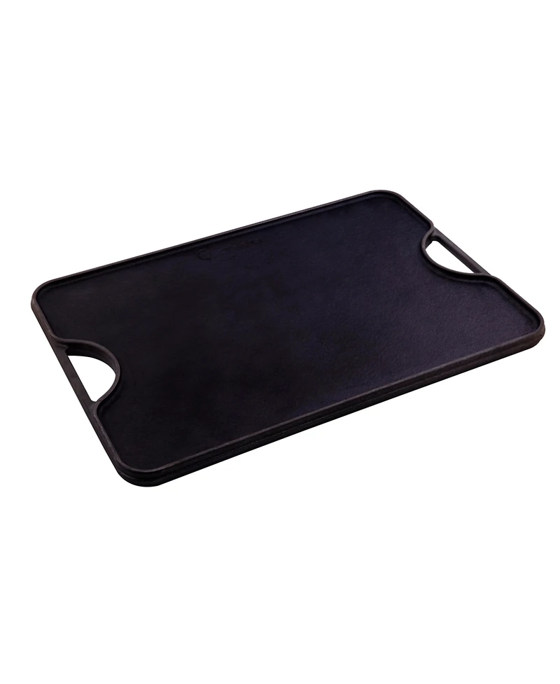 Victoria Large Rectangular Reversible Cast Iron Griddle, Solid, 20" x 14", Seasoned