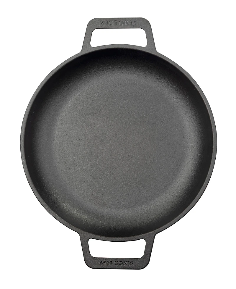 Victoria 10" Round Skillet with Double Loop Handles, Seasoned