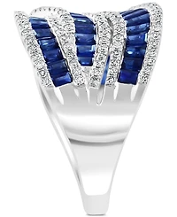Effy Sapphire (3-1/3 ct. t.w.) & Diamond (5/8 ct. t.w.) Swirl Statement Ring in 14k White Gold