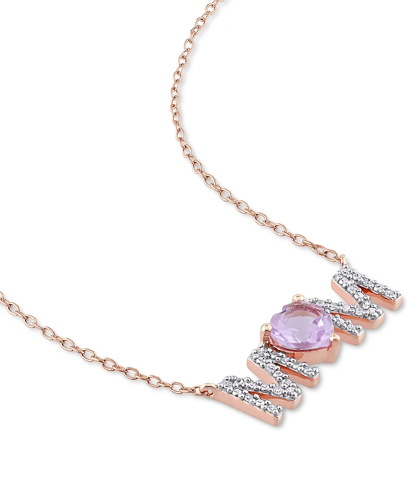 Rhodolite Garnet (4/5 ct. t.w.) & Diamond (1/10 Mom 18" Pendant Necklace 18k Gold-Plated Sterling Silver