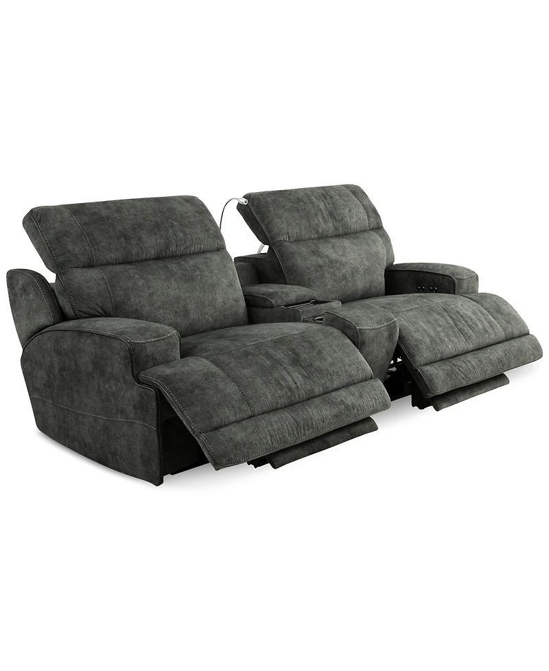 Sebaston 3-Pc. Fabric Sofa with 2 Power Motion Recliners and 1 Usb Console, Created for Macy's