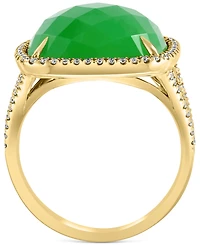 Effy Dyed Green Jade & Diamond (1/3 ct. t.w.) Halo Statement Ring in 14k Gold