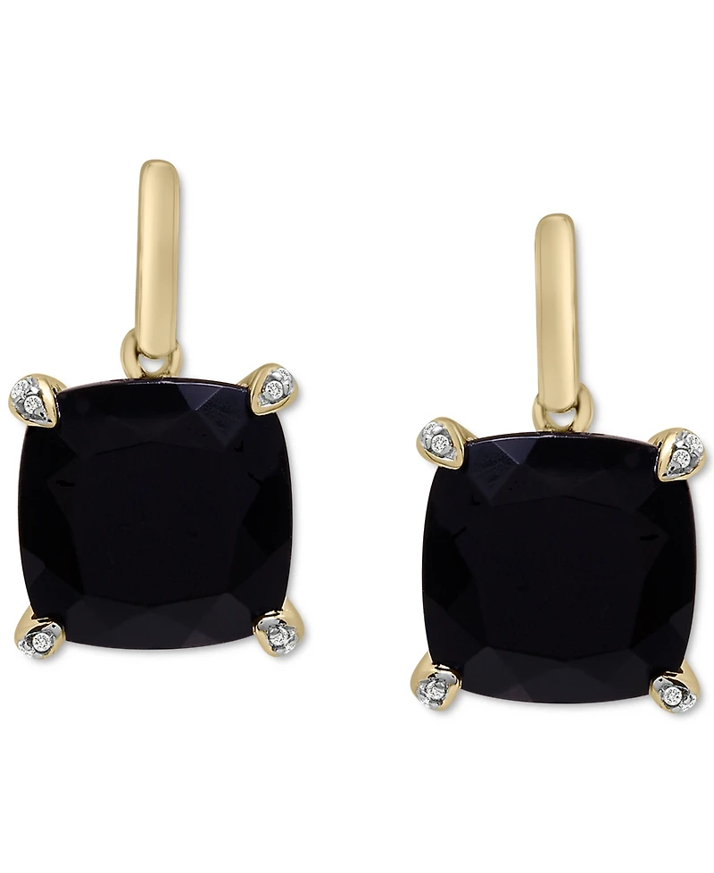 Onyx & Diamond Accent Drop Earrings in 14k Gold-Plated Sterling Silver