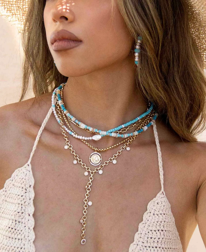 Ettika Easy Beach Day Turquoise And Pearl Necklace