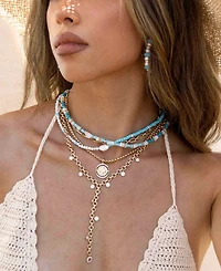 Ettika Easy Beach Day Turquoise And Pearl Necklace