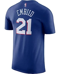 Men's Joel Embiid Royal Philadelphia 76Ers Player Name & Number Performance T-shirt