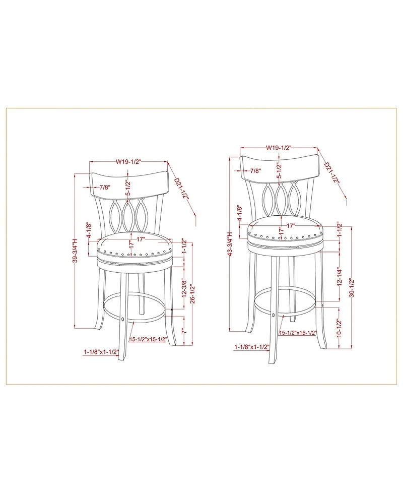 Lilip Nail Head Trim Bar Chair, Set of 2
