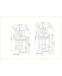 Lilip Nail Head Trim Bar Chair, Set of 2