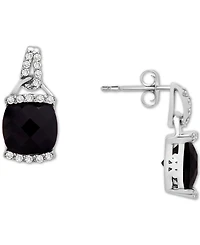 2-Pc. Set Onyx & Diamond (1/10 ct. tw.) Pendant Necklace & Matching Stud Earrings in Sterling Silver