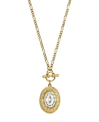 2028 Crystal Stone Flower Design Locket Necklace