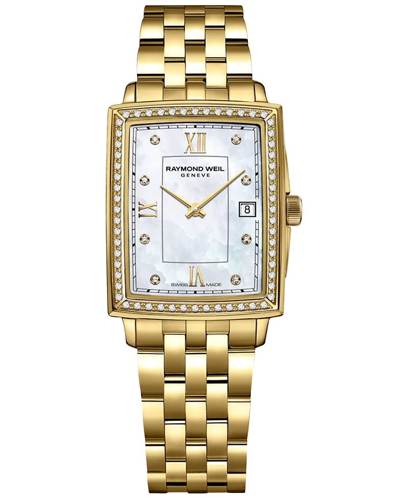 Raymond Weil Women's Swiss Toccata Diamond (1/5 ct. t.w.) Gold Pvd Stainless Steel Bracelet Watch 22.6x28.1mm