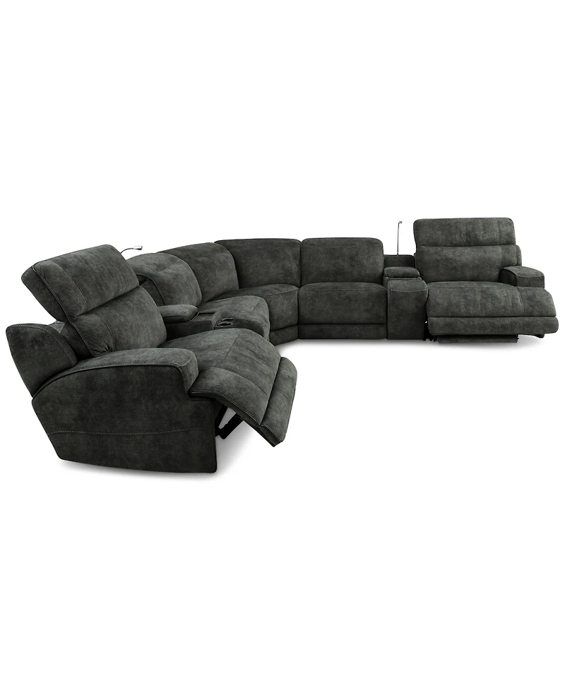 Sebaston -Pc. Fabric Sectional with 2 Power Motion Recliners and Usb Consoles