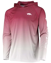 Men's Cardinal Arkansas Razorbacks Terminal Tackle Omni-Shade Upf 50 Long Sleeve Hooded T-shirt