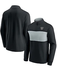 Men's Black and Silver Las Vegas Raiders Block Party Quarter-Zip Jacket