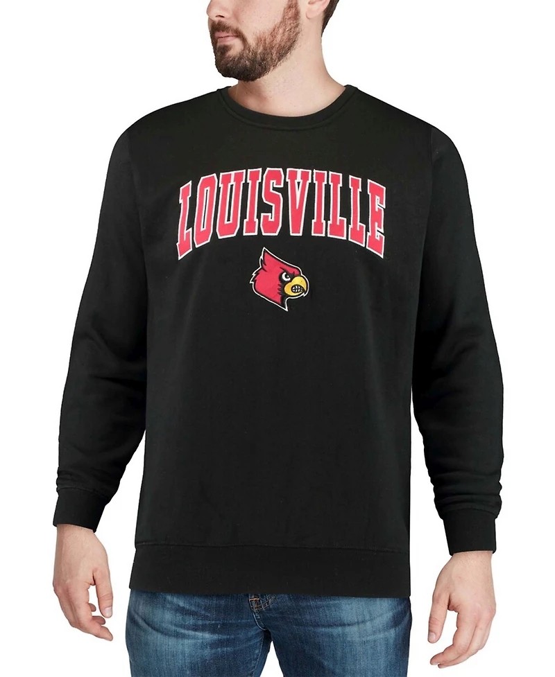 Colosseum Men's Louisville Cardinals Arch and Logo Crew Neck Sweatshirt