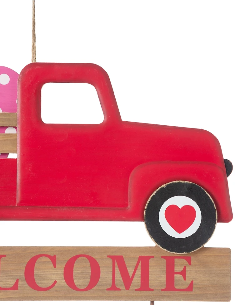 Glitzhome 24" Metal and Wooden Valentine's Truck Yard Stake or Hanging Sign