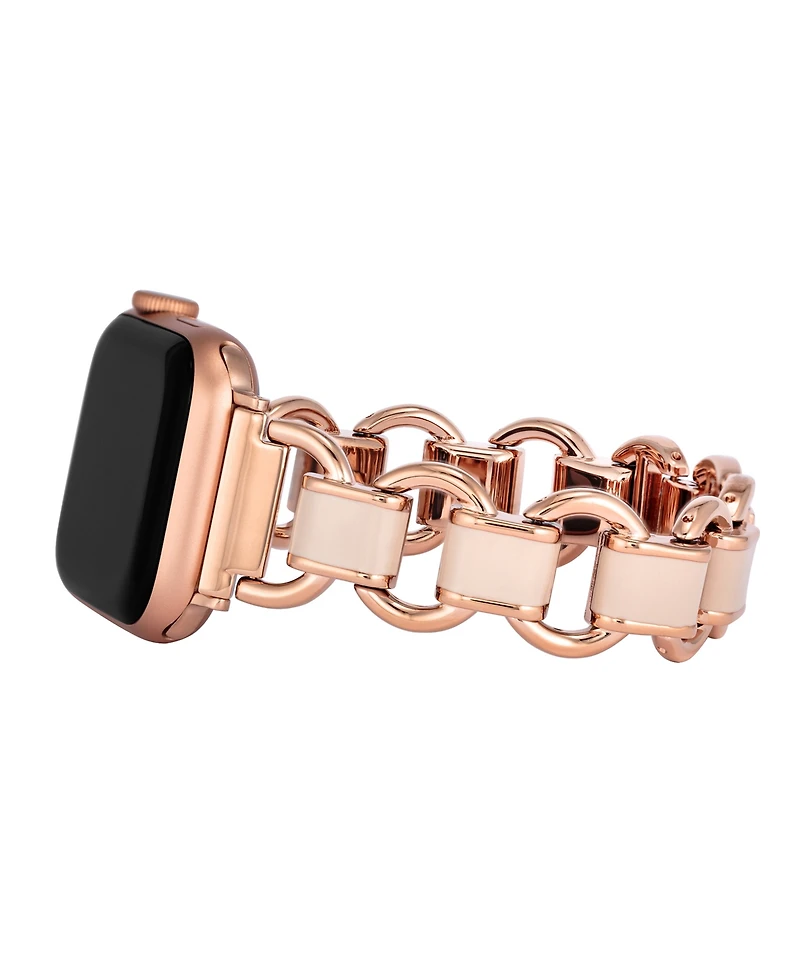 Anne Klein Women's Rose Gold-Tone Alloy Metal and Blush Enamel Link Bracelet designed for Apple Watch 42mm (Series 1-3 only) & 44/45/46/49mm (Ultra