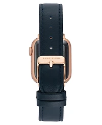 Anne Klein Women's Navy Genuine Leather Band designed for Apple Watch 42mm (Series 1-3 only) & 44/45/46/49mm (Ultra & Ultra 2)