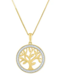 Diamond Tree 18" Pendant Necklace (1/10 ct. t.w.) Sterling Silver or 14k Gold-Plated