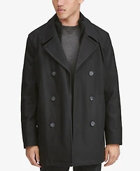 Marc New York Men's Peacoat with Inset Bib