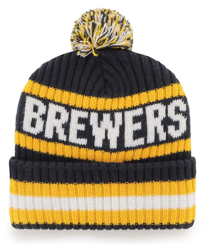 Men's Navy Milwaukee Brewers Bering Cuffed Knit Hat with Pom