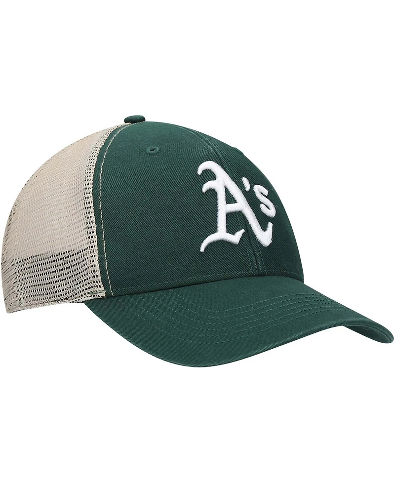Men's Green, Natural Oakland Athletics Flagship Washed Mvp Trucker Snapback Hat