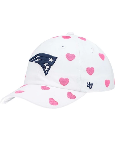 Little Girls White New England Patriots Surprise Clean Up Adjustable Hat