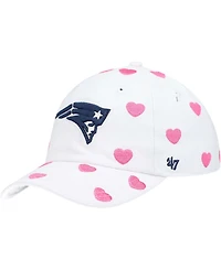 Little Girls White New England Patriots Surprise Clean Up Adjustable Hat