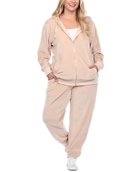 White Mark Plus Velour Tracksuit Loungewear 2pc Set