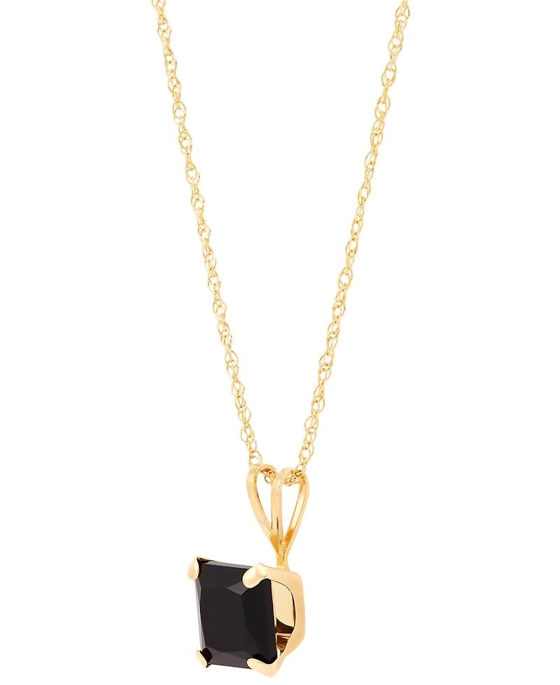 Onyx Square 18" Pendant Necklace in 14k Gold