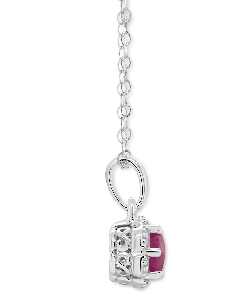 Sapphire Solitaire Scalloped Edge 18" Pendant Necklace (5/8 ct. t.w.) in Sterling Silver (Also in Emerald & Ruby)