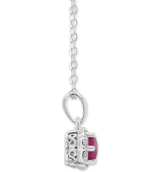 Sapphire Solitaire Scalloped Edge 18" Pendant Necklace (5/8 ct. t.w.) in Sterling Silver (Also in Emerald & Ruby)