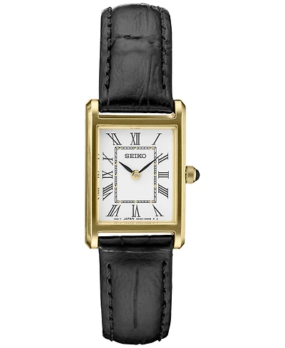 Seiko Women's Essentials Black Leather Strap Watch 19mm