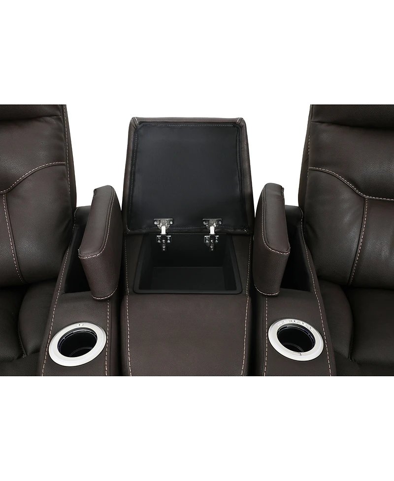 Jabarr 7-Pc. Beyond Leather Theater Seating with 3 Consoles, Created for Macy's